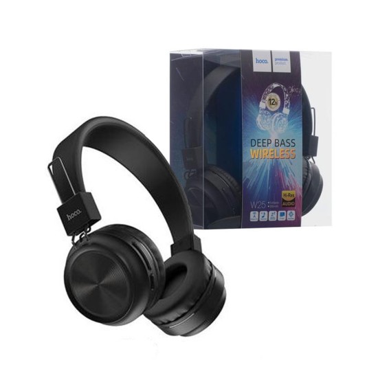 HOCO WIRELESS HEADPHONE W25 TF CARD/AUX WITH MIC 300MAH BLACK